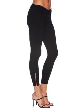 Etienne Marcel Mid-Rise Black Skinny Jeans with Red Ankle Zips